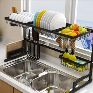 Metallic Rustproof Over The Sink Dish Rack.