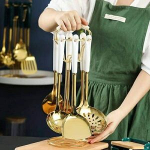 High Quality 6pcs Golden Serving Spoons