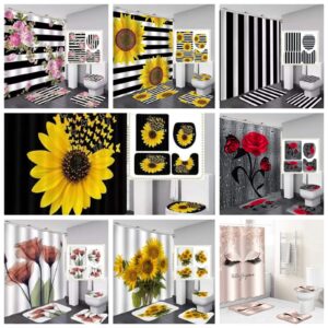 4 pcs set bathroom shower curtain set