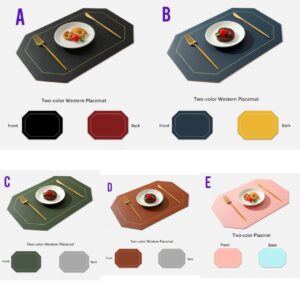 Double sided PU leather Nordic Style Antislip Tablemats