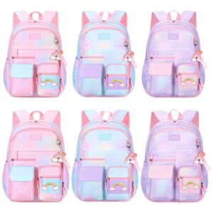 Rainbow Series Princess School Backpack / School Bags with multiple compartments