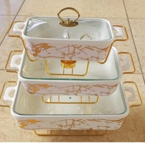 3 pcs Generic Ceramic Food Warmer Chafing Dish For Food Service